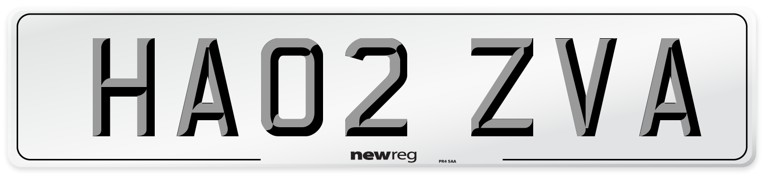HA02 ZVA Number Plate from New Reg